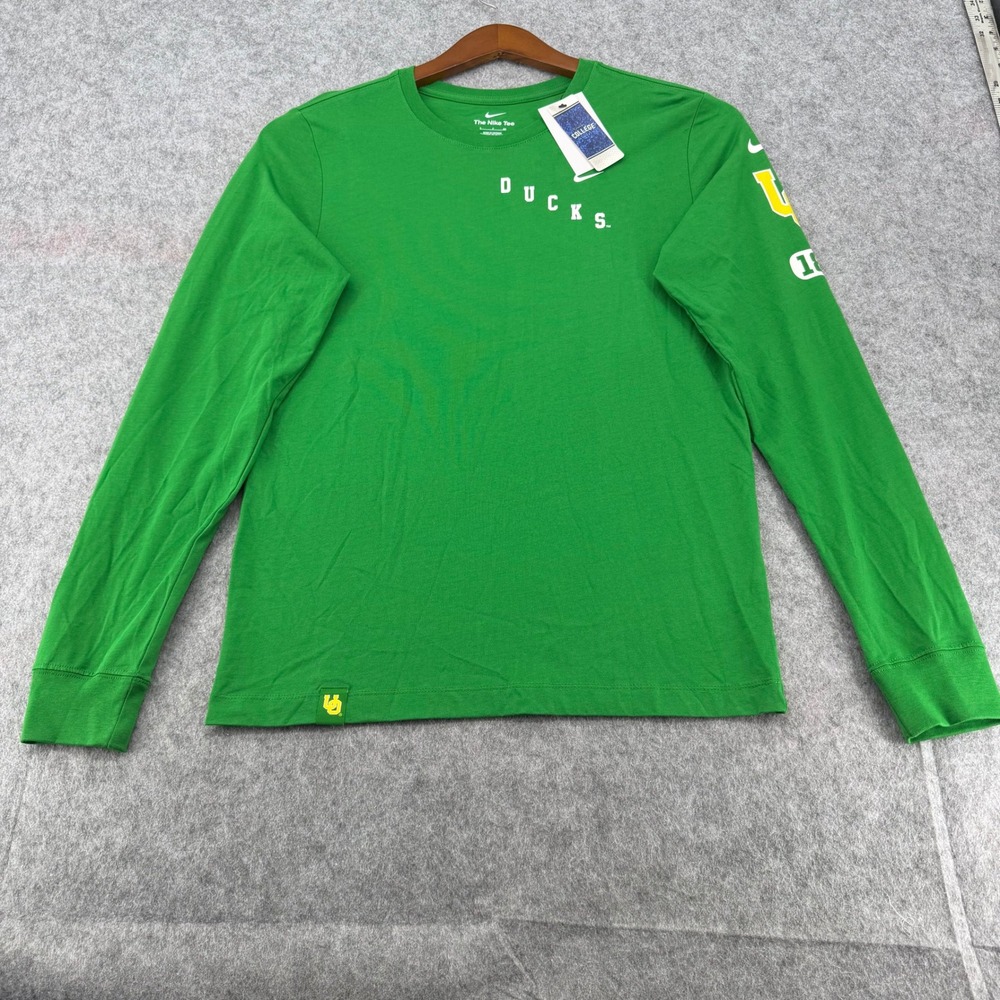 Nike Oregon Ducks Mens Small Green Long Sleeve T-Shirt DZ3851-377 NWT